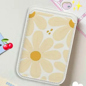 Flowers Leather Card Wallet Cover Phone Card Holder For Magnetic Case Suitable For all iPhone for Magsafe Card phone Back Bag