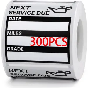 Oil Change Stickers 300 Count 2"x2" Service Black Stickers with Next Service Due Reminder Label, Easy to Write & Peel