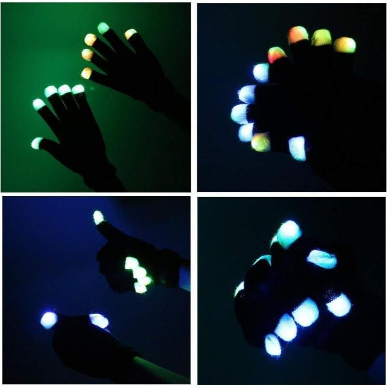 LED Light-Up Finger Gloves - Flashing Glow Rave Gloves, Perfect for Parties, Concerts & Nighttime Fun