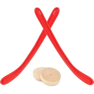 Replacement Hockey Stick and Wooden Puck Set, 2 Sticks & 2 Pucks, Tabletop Game