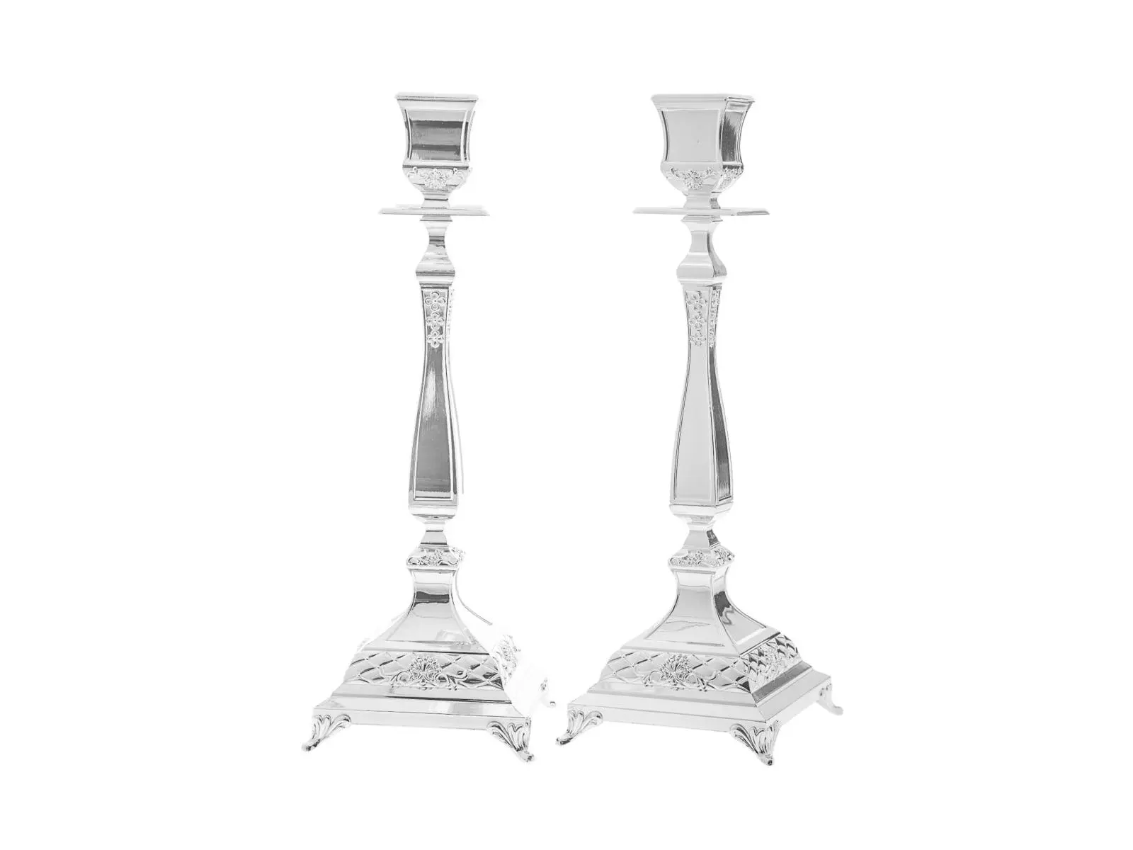 Legacy Judaica 2497 Large Silver Plated Candle Sticks