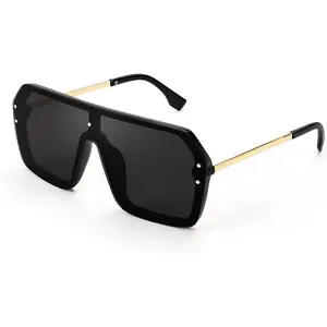 FEISEDY Classic Siamese One Piece Sunglasses Nice Rimless Stylish Retro Design for Women Men B2574