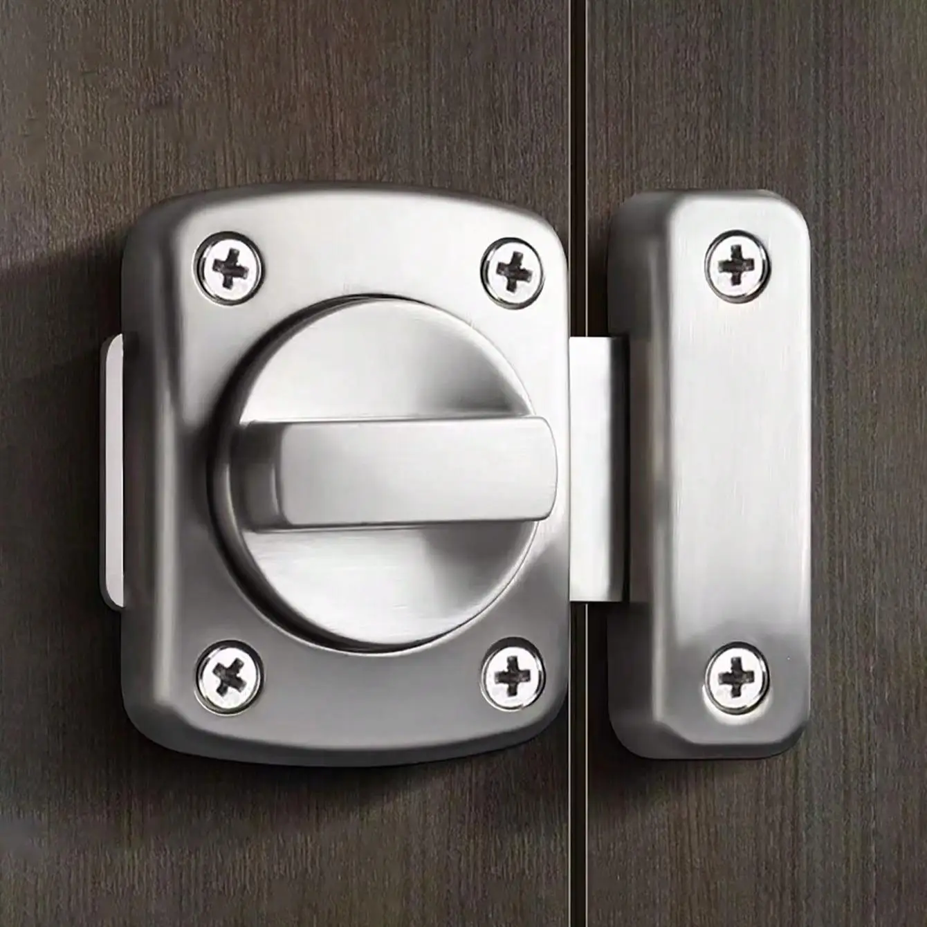 Rotating Push-type Door Lock, Multipurpose Stainless Steel Door Lock, Thickened Door Lock Buckles for Home, Office, Hotel, Apartment