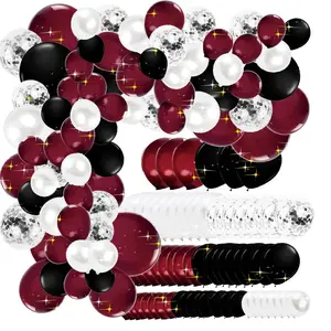 Graduation Decorations Maroon Black 2025/Burgundy Maroon White Graduation Party Decorations 2025 Burgundy Black Balloons 114Pcs Burgundy White Balloon Birthday Wedding
