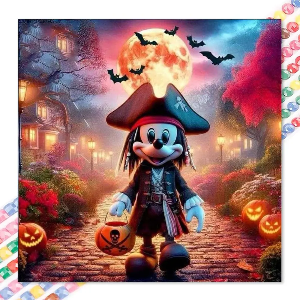 1 DIY Diamond Painting Kit, 5D Diamond Art Set, DIY Decoration, Pirate Mickey Diamond Painting Kit Full Round Drill, Mosaic, Diamond Art, DIY Art Home Decoration, Suitable for Christmas