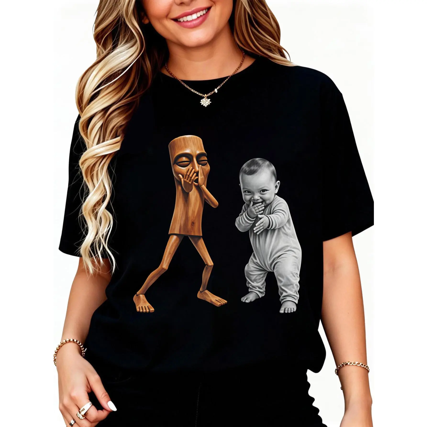 Tung-Tung-Tung-Sahur- Baby Boo Scuba Dance Funny Meme T-Shirt Women Men Unisex Cotton Clothing Streetwear
