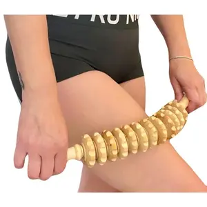April's Angels Curved Wood Massage Roller for Body, Abdomen, and Buttocks - Height-Adjustable, 15 x 2 x 2 Inches, Eco-Friendly, Comfort for Adults