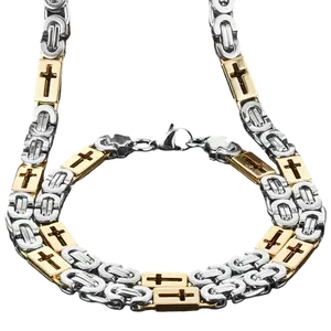 Jewelry Set (1 Set) - New Men's Jewelry Men's Stainless Steel Hollow Cross Set (Necklace + Bracelet), Fashion Men's Accessories, Perfect Gift For Male Friends