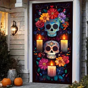 Boo!Our Halloween Curtain is Ready to Scare and Delight Decor Decoration Flowers Door Banner Gift Hand Peach Ornaments tapestry Aesthetic  Hanging Tapestry stylish home accessory Extra Large Day of the Dead Tapestry religious  art wall