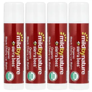 Mild By Nature Sierra Bees™, Organic Lip Balms, Black Cherry, 4 Pack, 0.15 oz (4.25 g) Each