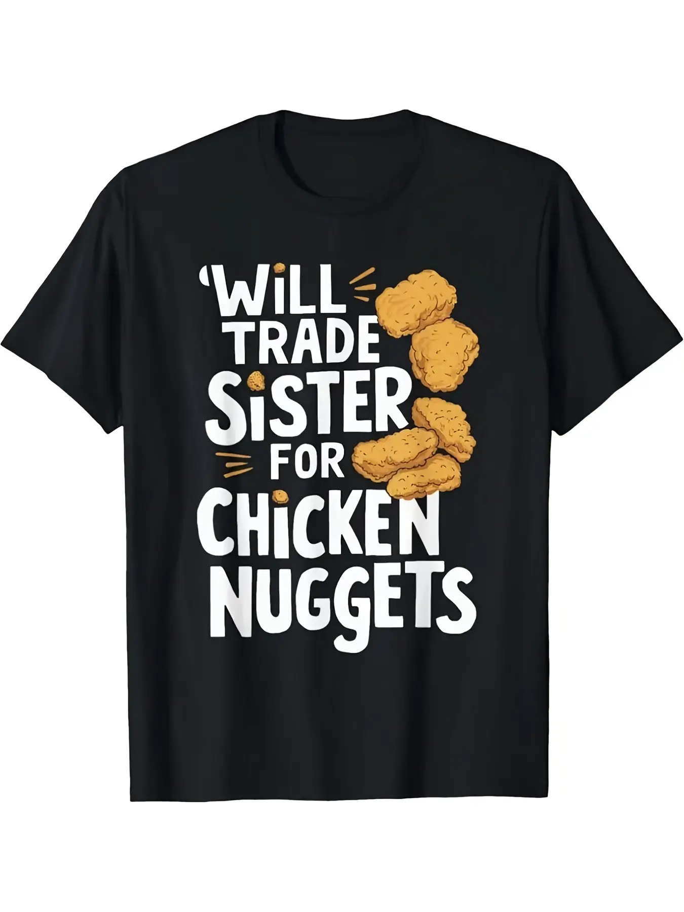 Humorous Men'S T-Shirt Featuring Chicken Nuggets, unisex soft cotton short sleeve t shirt, vintage graphic casual tee for men women teens, perfect birthday holiday gift for camping travel gym daily street  wear