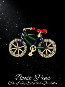 Sparkly Rhinestone Bicycle Brooch 3D Creative Lapel Pin Dress Shirt Collar Decoration Commute Date Outfit Accessory Gift