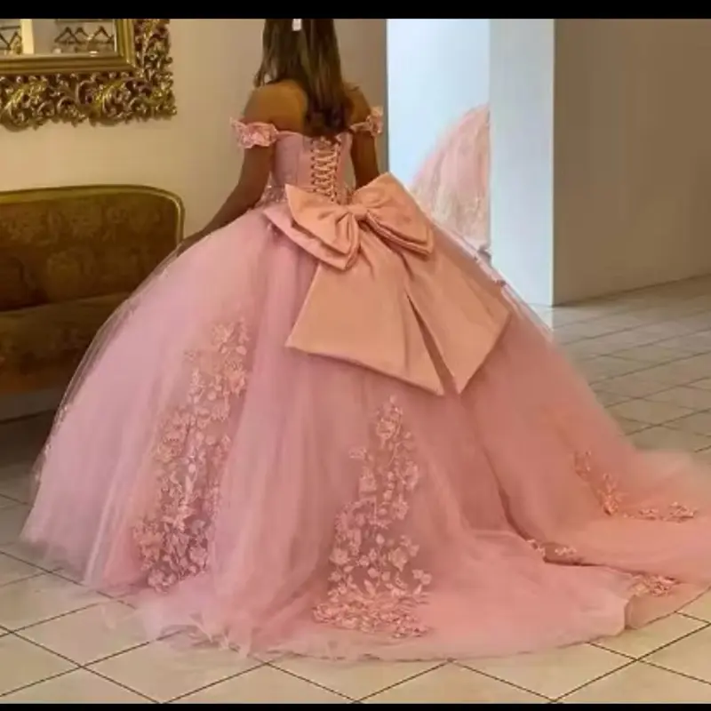 quinceanera dresses pink and gold with bow - TikTok Shop