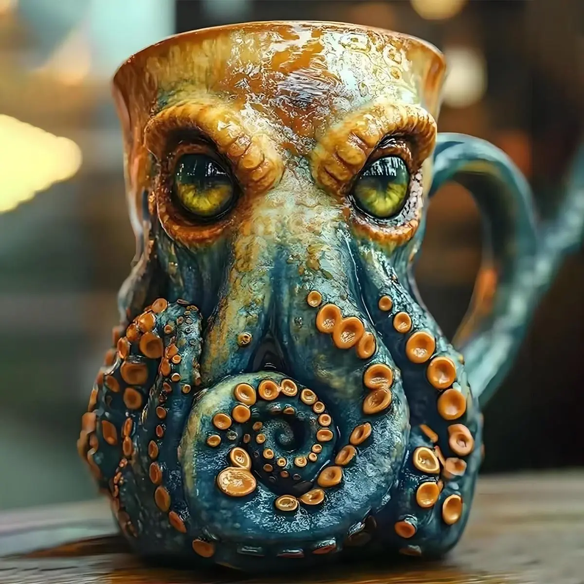 Cute Octopus Coffee Tea Cup, Beautiful 3D Cartoon Style, Resin Decorative Cup, Advanced Niche Design, Perfect Gift for Friends, Gift Mug