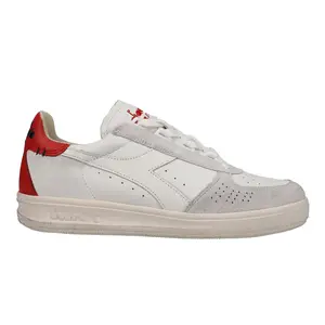 diadora Mens B.Elite H Leather Dirty Perforated Lace Up Sneakers Shoes Casual - Off White