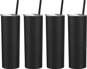 California Straws 4 pack, 20 oz. Skinny Steel, Double Wall Stainless Tumbler Bottle Cup