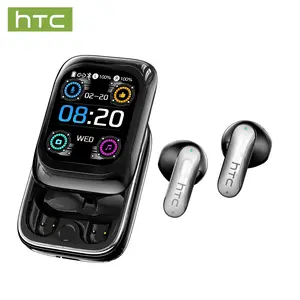 HTC NE48 translation Sports Wireless Earbuds, Wireless music earphones, Waterproof wireless earphones, with LED screen, BT 6.0 connectivity, supports 134 languages, IPX5 water resistance, for music playback and calls, with built-in microphone