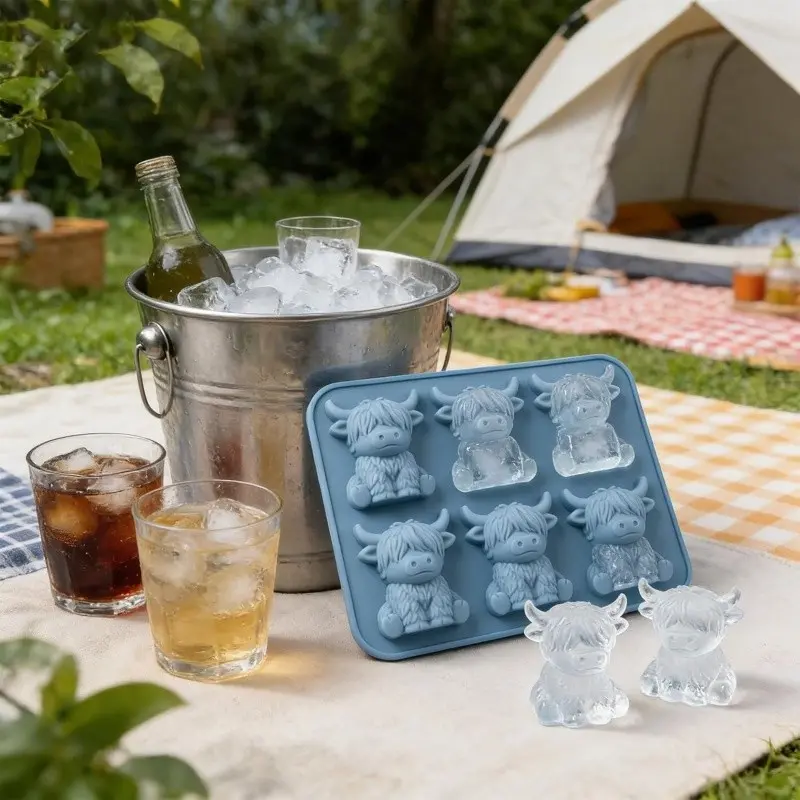 Mini Highland Cow Ice Cube Molds, Ice Cube Maker, Cute 3D Silicone