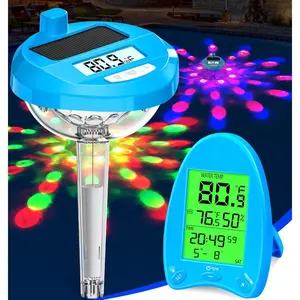 2025 Solar  Pool Thermometer | Dynamic LED Light Show & Dual Backlit Display - Easy Read, 650FT  Transmission | Floating Pool Water Temperature Gauge for Pools & Spas