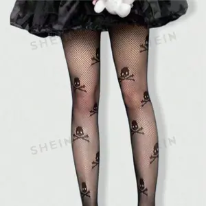 Women's Skull Pattern Fishnet Tights - Perfect for Any Occasion - Womenswear, Bottom