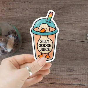 Silly goose juice sticker cute funny goose vinyl decal for water bottle & laptop  One Piece style