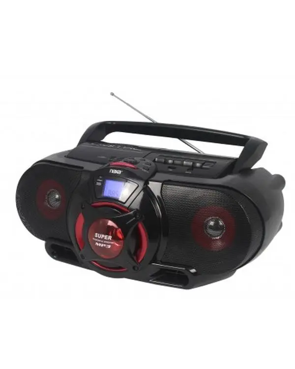 Naxa NPB-273 Portable Bluetooth Boombox with CD Player, MP3 Support, USB Port, AM/FM Radio, Subwoofer, Remote, and Batteries Compatibility - Audio Electronics Gadget