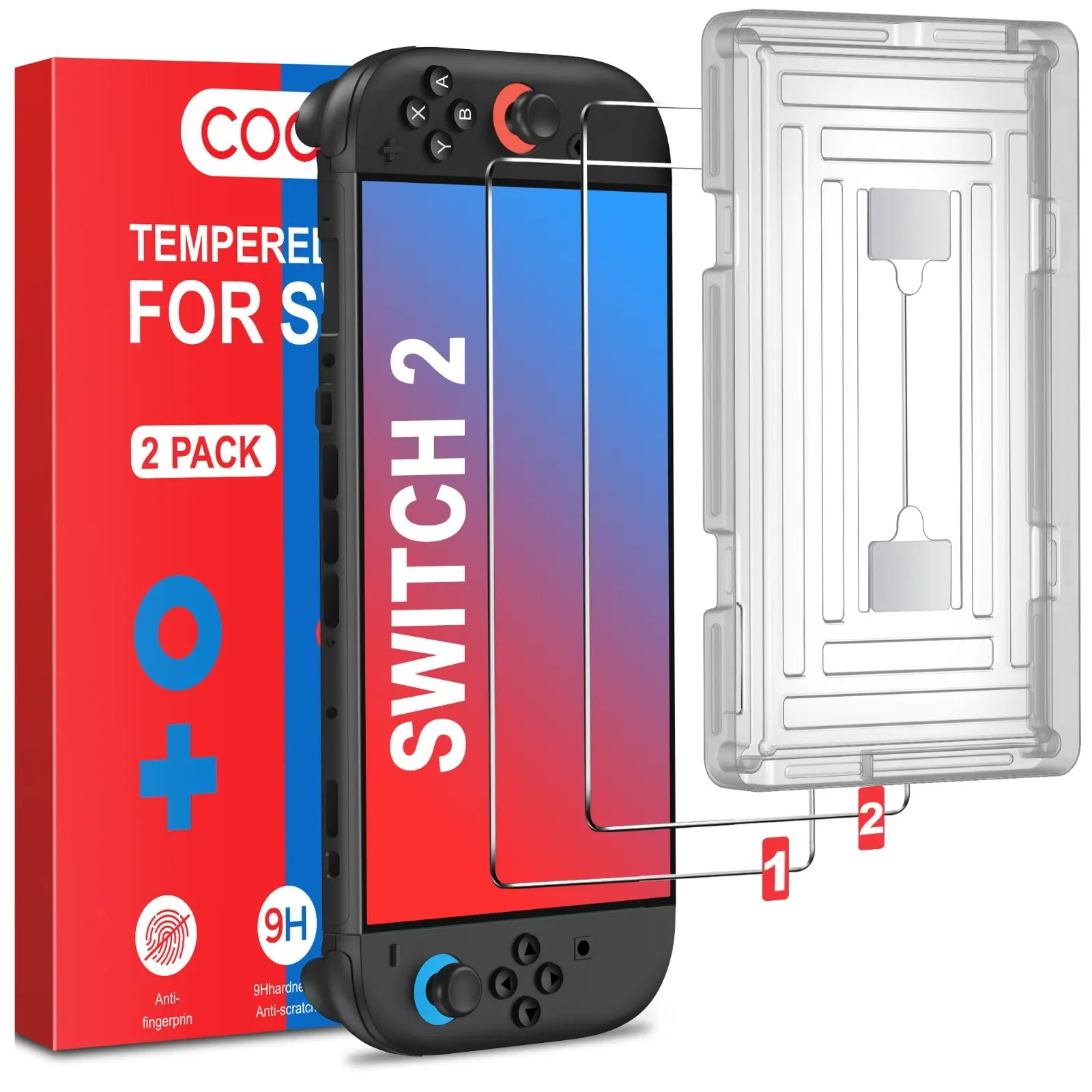 Screen Protector Tempered Glass Compatible with Nintendo Switch 2 (2025), 2 Pack Transparent HD Clear Anti-Scratch Switch 2 Screen Protector Skin Set for Nintendo Switch Accessories