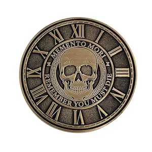 Memento Mori Medallion Coin - Stoic Philosophy Jewelry, Gold Token for Daily Stoic Practice
