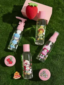 Strawberry Shortcake X SHEIN 6pcs Cartoon Character Strawberry Transparent Travel Containers Set (10g*2, 40ml*2, 60ml*2), Valentine's Day