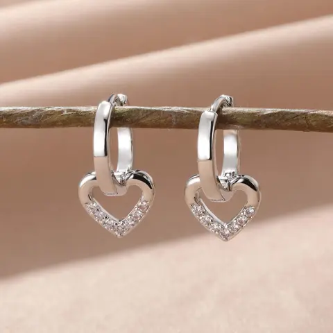 Love Heart Hoop Dangle Earrings, Rhinestone Decor Matching Earrings for Women, Vintage Jewelry Gifts for Girlfriend, Holiday Gifts, Valentines Day Jewelry, Jewelry Accessories, Daily Decor, Earrings