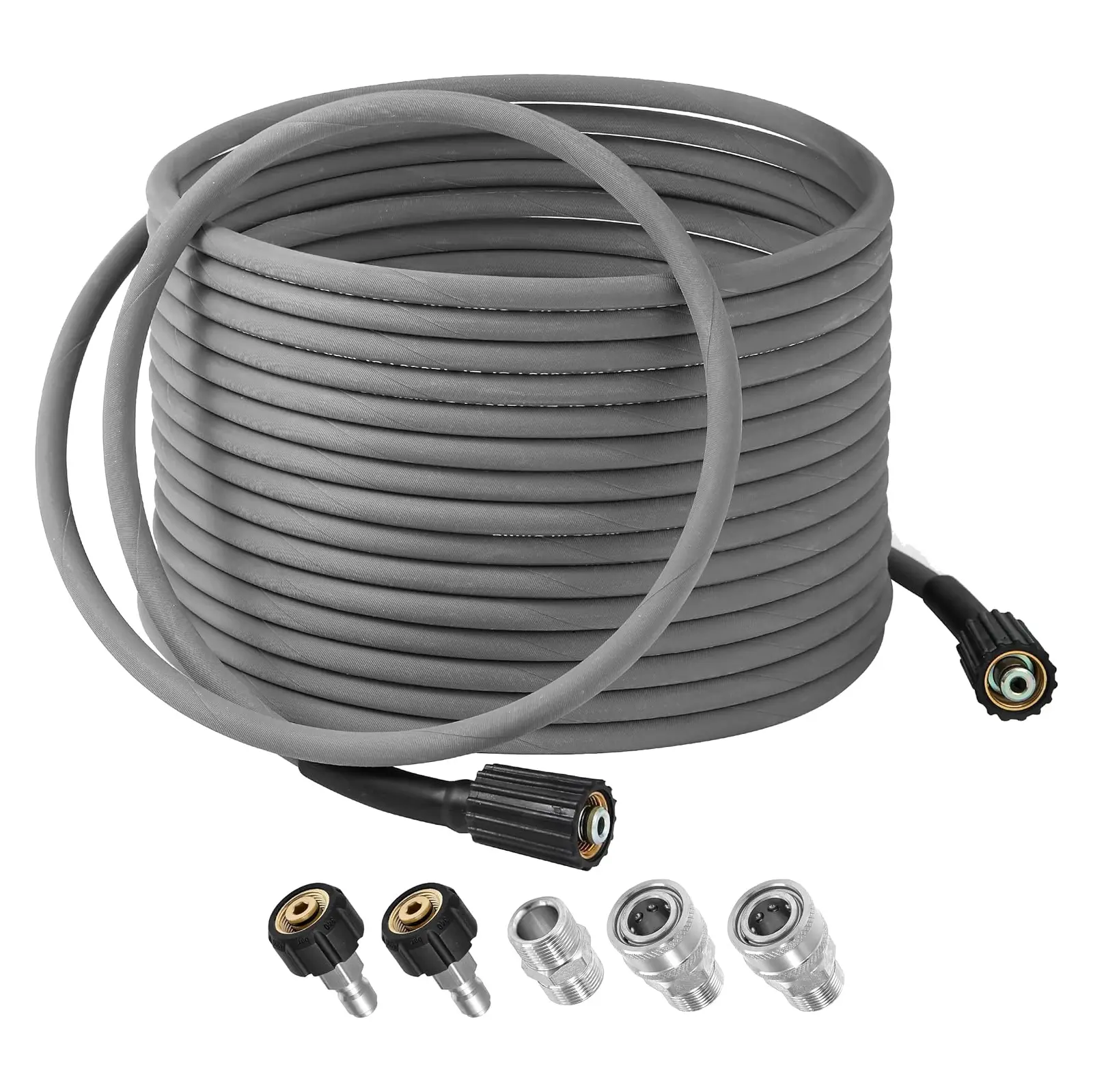 RIDGE WASHER Pressure Washer Hose 50 Feet, Steel Braided Kink Resistant High Power Washer Hose with Stainless Steel M22 14mm Fitting, 1/4" Inner Diameter Replacement Hoses, 4000 PSI, DealsForYouDays