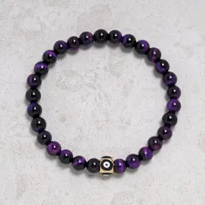 Purple Tiger Eye 6mm Natural Gemstone Stretch Bracelet