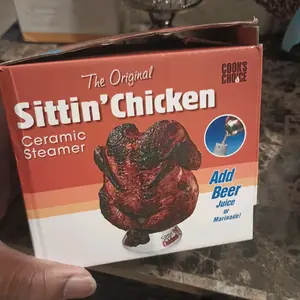 New Cook Choice The Original Sitting Chicken Steamer Moist Grill Baked Beer Can