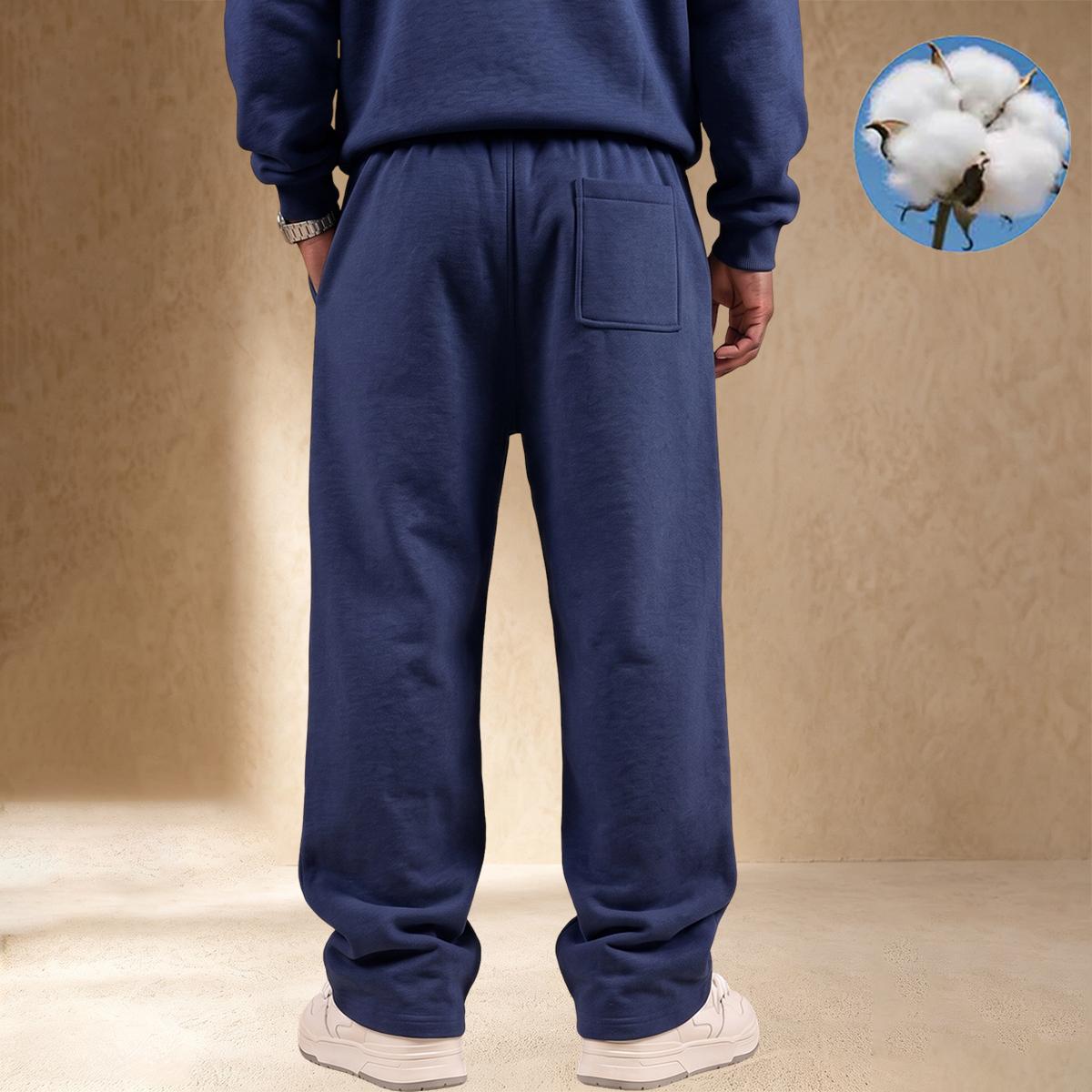 【JOGWAVE】Men's Solid Colors Clothes, Loose Straight-Leg Pants with Simple Cut, Standard Size, Spring-Autumn Knit Soft Stretchy Fabric, Drawstring Waist, Side Pockets, Outdoor Casual Fitness Sportswear