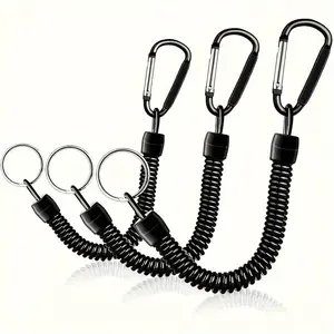 3pcs/6pcs Spring Coil Keychains with Extensible Wristband, Keychain Wristlet Strap, Keychain Lanyard, Expandable From 8.46 Inches to 47 Inches, Durable Zinc Alloy