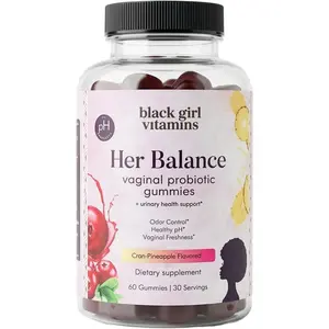 Black Girl Vitamins Her Balance Vaginal Probiotic Gummies – pH Balance & Odor Support, Feminine Health + Urinary Tract Support, 2B CFU Lactobacillus, Vegan, Gluten-Free, Halal (30-Day Supply)