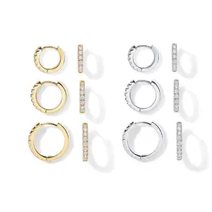 3-Pair Small Hoop Earrings Set |  Mini Cartilage Helix Huggie Hoop Pack for Women Men 8mm 10mm 12mm |Hypoallergenic earrings for daily wear
