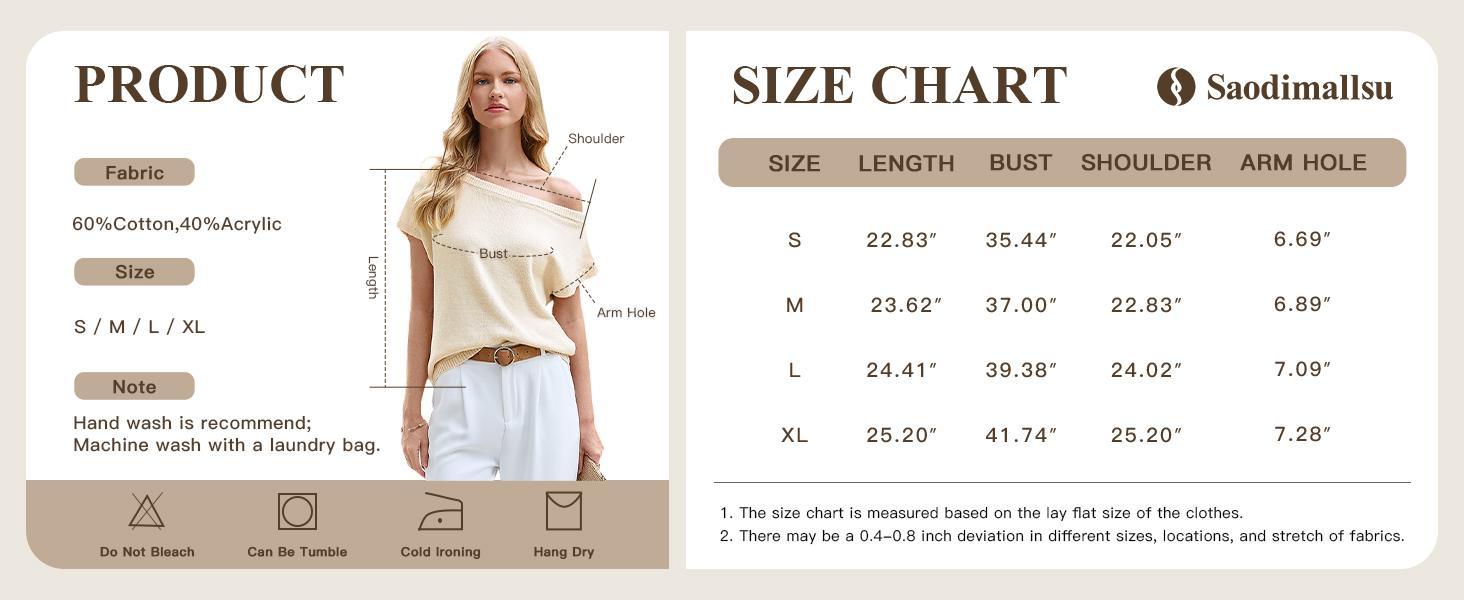 Saodimallsu Women's Off Shoulder Short Sleeve Knit Sweater Top Trendy One Shoulder Knitted Tank Top for Spring & Summer Outfits Soft Lightweight