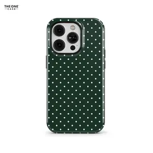 Dark Forest Green Polka Dot Phone Case for iPhone 17 16 15 14 13 12 Pro Max