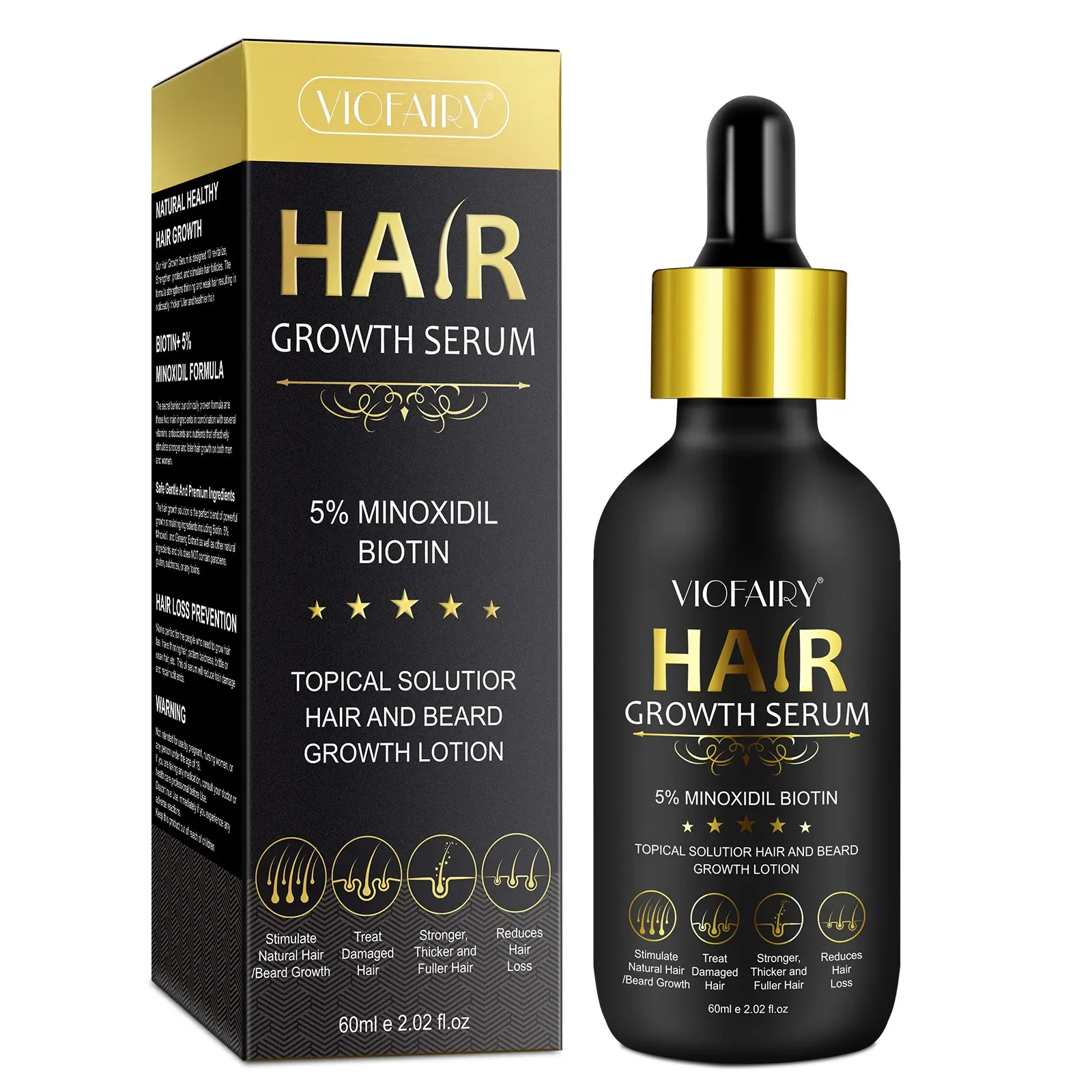 VIOFAIRY Minoxidil Hair Regrowth Serum 60ml Haircare Liquid: For receding hairlines, thinning hair on the crown, hair loss caused by late nights, and daily scalp care. Strengthens and nourishes hair, providing effective scalp care for thinning hair.