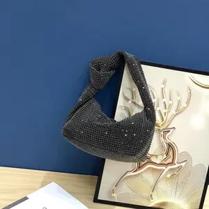 Sparkling Rhinestone Handbag - Small Imported PU & Rhinestone Bag for Essentials Glamorous Look