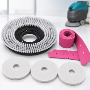 KARHDIR 5PCS Industrial Commercial Auto Scrubber Accessory Kit - 1 Brush Disc, 1 Vinyl Blade Rubber Squeegee, 3 Cleaning Pads for Power Tools & Hardware