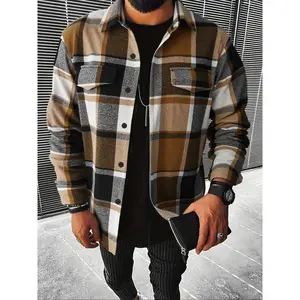 Men's Plaid Shirt Jacket, Open Front Cardigan Coat, Casual Fashion Outerwear, Long Sleeve Button-Up Design, Perfect for Fall & WinterlDsh
