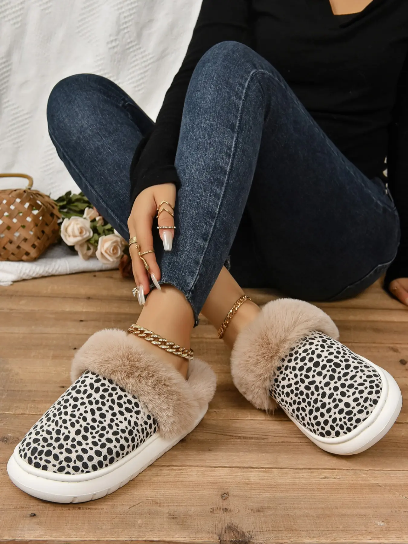 Women's Funkette Slippers, Comfortable Indoor Shoes, Stylish Design for Home Use, Perfect Gift Idea for Her