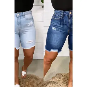 The Charlie's- {Light OR Dark Wash} Distressed Shorts w/ Frayed Hem