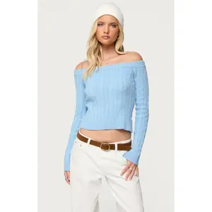 Edikted Women's Taniza Off Shoulder Cable Knit Sweater