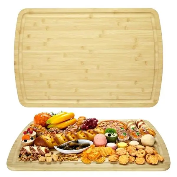 GARVEE Bamboo Cutting Board - Large 30"x20" Reversible Chopping Board with Deep Juice Groove, Knife-Friendly Curved Wood Cutting Board for Meat, Vegetables, Kitchen Prep & Serving Tray