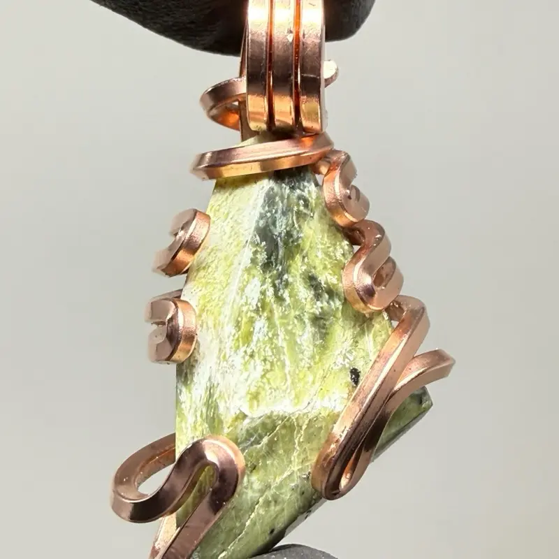 Faceted Mount Shasta Serpentine Copper PENDANT Unique Artisan Crafted Design 999 Cu