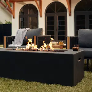 Blaze 60-Inch Rectangular Concrete Natural Gas / Propane Fire Pit Table in Phantom