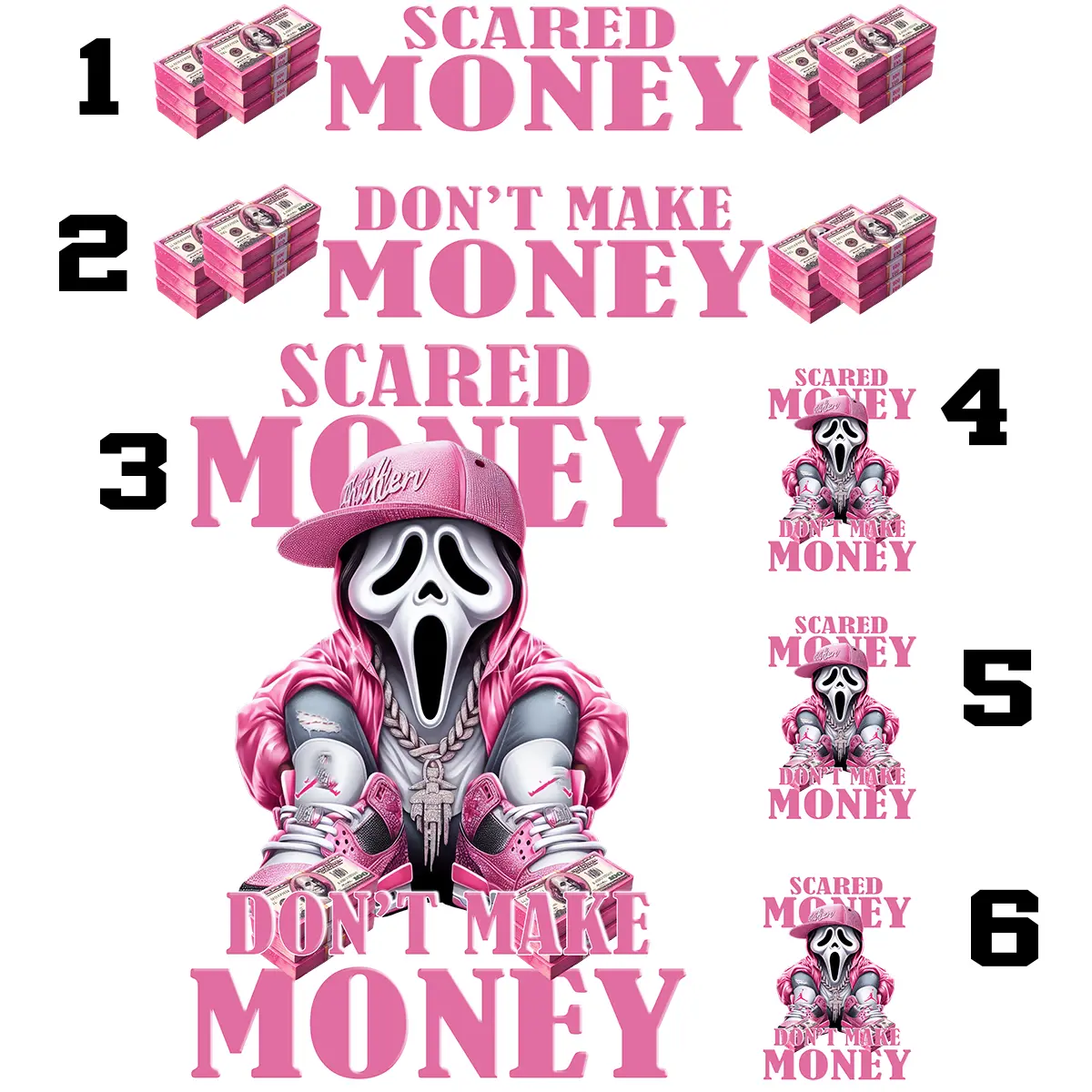 Scared Money Ghost Pink DTF Heat Transfer KIT